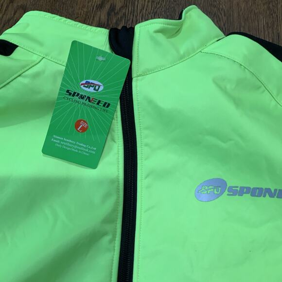 NWT Sponeed Men Elite Neon Yellow Thermal Riding Cycling Full Zip Jacket Large - Picture 5 of 16